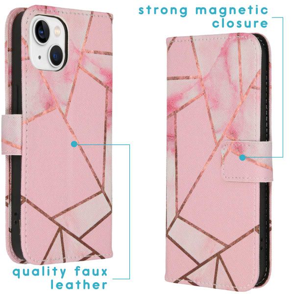 imoshion Design Softcase Bookcase iPhone 14 - Pink Graphic