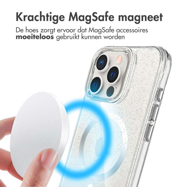 imoshion Clear Glitter Backcover met MagSafe Apple iPhone 16 Pro - Zilver