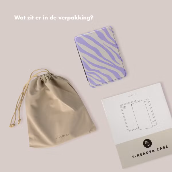 Selencia Vivid Bookcase Kobo Clara Colour / Clara BW - Zebra Light Lilac