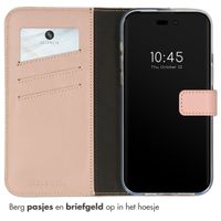 Selencia Echt Lederen Bookcase iPhone 14 Pro Max - Dusty Pink