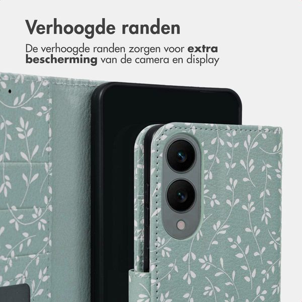 imoshion Design Bookcase Samsung Galaxy S25 Edge - Smoke Green Flowers