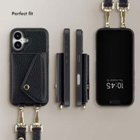 Selencia Sera Phone Case with Cord and Envelope Card Holder Apple iPhone 16 - Black