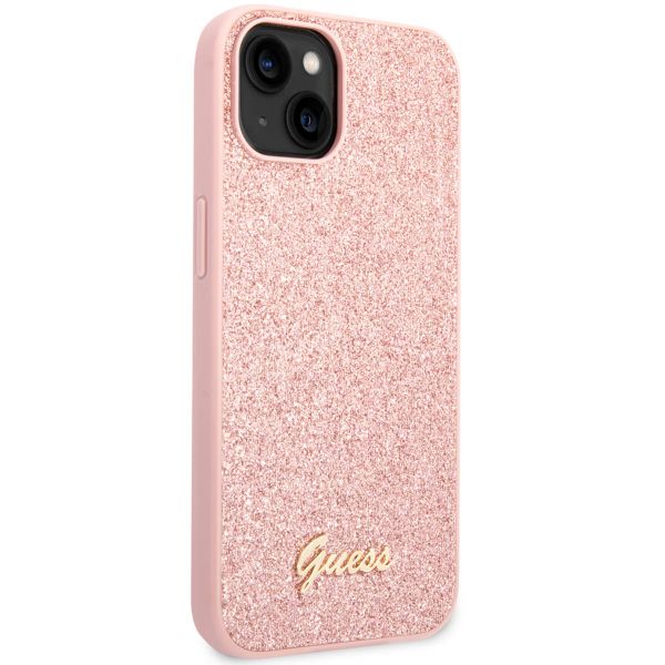 Guess Glitter Flakes Backcover Apple iPhone 14 - Roze