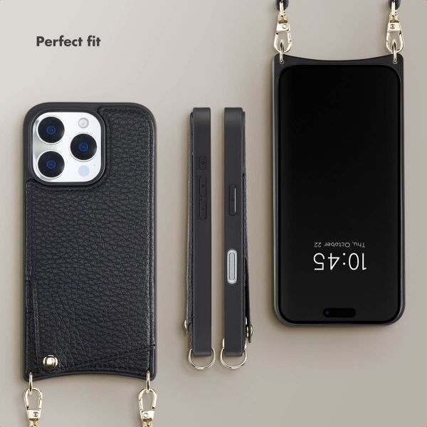 Selencia Nova Phone Case with Cord and Card Holder Apple iPhone 16 Pro - Black