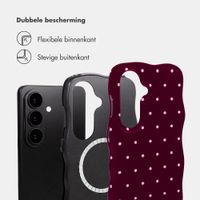 Selencia Vivid Wavy Backcover met MagSafe Samsung Galaxy S26 - Happy Dots Burgundy