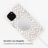 Selencia Vivid Backcover met MagSafe Apple iPhone 15 - Beige Zigzag
