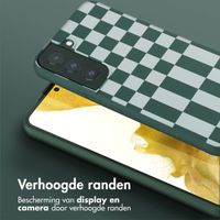 Selencia Siliconen design hoesje met afneembaar koord Samsung Galaxy S22 - Irregular Check Green