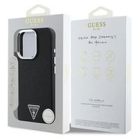 Guess Grained Triangle Case MagSafe Apple iPhone 16 Pro - Zwart