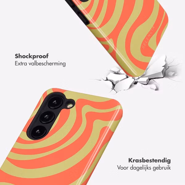 Selencia Vivid Tough Backcover Samsung Galaxy S23 - Wavy Swirl Orange Fern