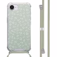 imoshion Design hoesje met koord Apple iPhone 16e - Smoke Green Flowers
