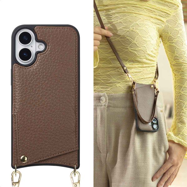 Selencia Nova Phone Case with Cord and Card Holder Apple iPhone 17 - Mocha Brown