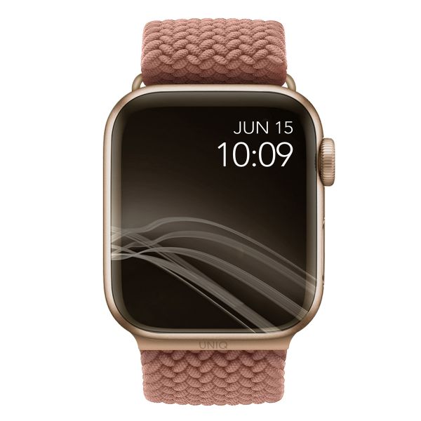 Uniq Aspen Braided bandje Apple Watch Series 1 t/m 9 / SE (38/40/41 mm) | Series 10 (42 mm) - Grapefruit Pink