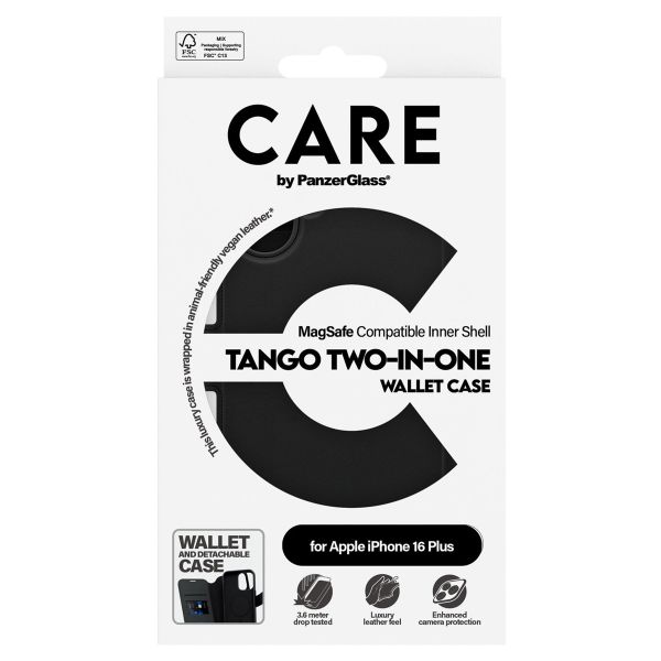 CARE by PanzerGlass Tango 2-in-1 Wallet Case MagSafe iPhone 16 Plus - Zwart