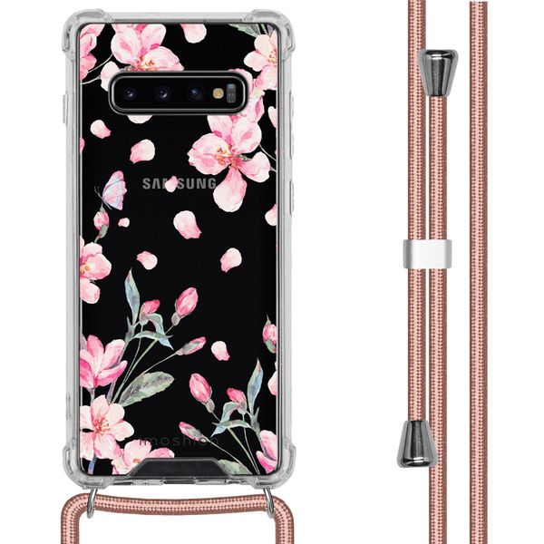 imoshion Design hoesje met koord Samsung Galaxy S10 Plus - Bloem - Roze