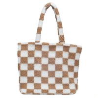 Selencia Zaya Tote Bag - Teddy Laptoptas 16 inch - Checkered Beige