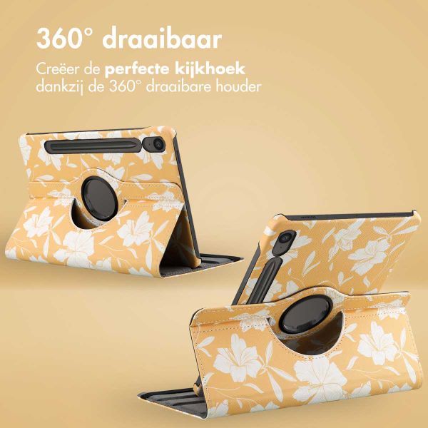 imoshion 360° Draaibare Design Bookcase Samsung Galaxy Tab S9 FE - Yellow Flowers