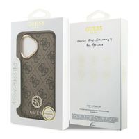 Guess Classic Strass Logo Leather Backcover met MagSafe Apple iPhone 17 - Bruin