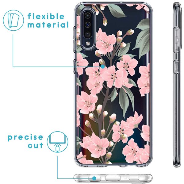 imoshion Design hoesje Samsung Galaxy A50 / A30s - Bloem - Roze / Groen