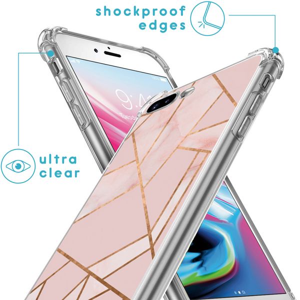 imoshion Design hoesje met koord iPhone 8 Plus / 7 Plus - Grafisch Koper - Roze / Goud