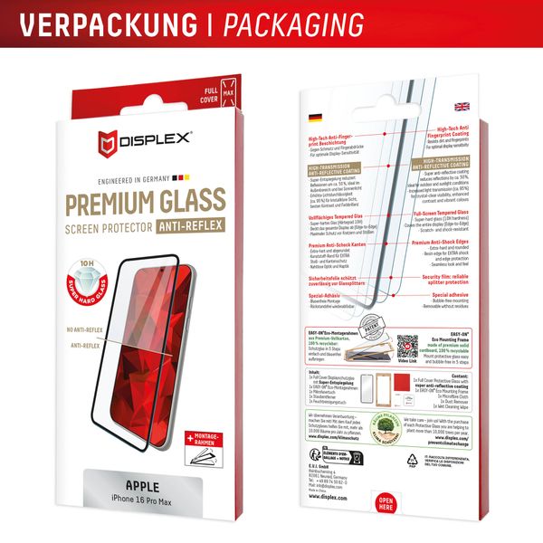 Displex Screenprotector Real Glass Full Cover Apple iPhone 16 Pro Max
