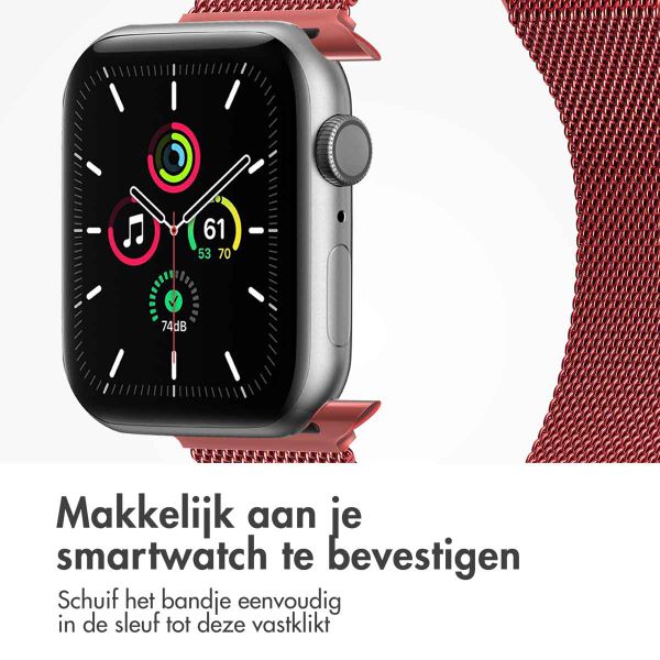 imoshion Milanees magnetisch bandje Apple Watch Series 1 t/m 9 / SE (38/40/41 mm) | Series 10 (42 mm) - Maat M - Rood