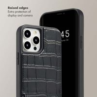 Selencia Nova Croco Phone Case with Cord and Card Holder Apple iPhone 12 (Pro) - Black