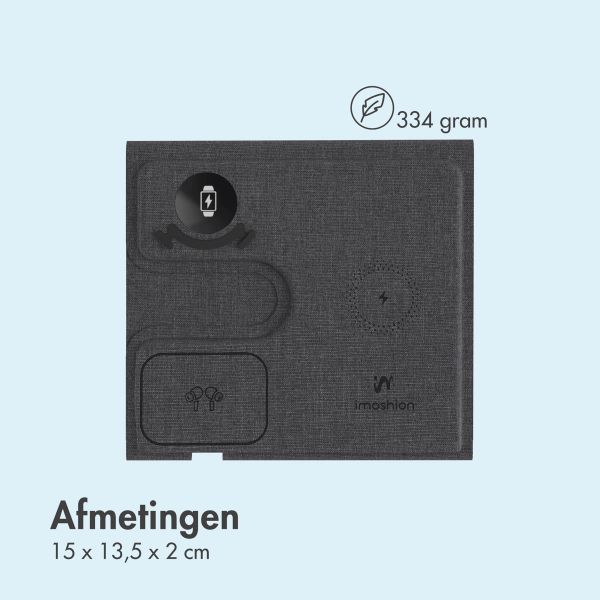 imoshion 3-in-1 Opvouwbare draadloze oplader Samsung - Galaxy smartphone / Galaxy Buds / Galaxy Watch - Grijs