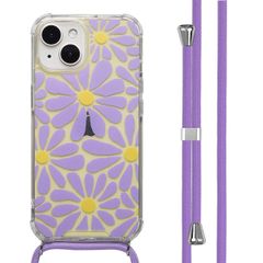 imoshion Design hoesje met koord Apple iPhone 15 - Tropical Violet Flowers Connect