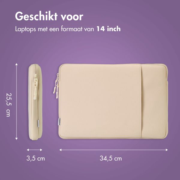 imoshion Laptop hoes 14 inch - Laptopsleeve met vak - Sandstone