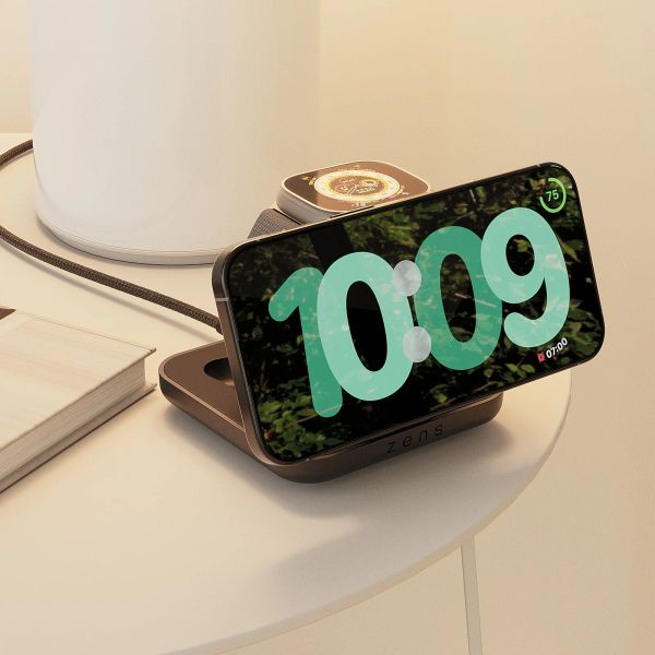 Zens Nightstand Charger Pro 2 next gen - Draadloze oplader voor telefoon / earbuds / Apple Watch - MagSafe en Qi2 - Zwart