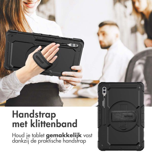 Accezz Rugged Backcover met schouderstrap Samsung Galaxy Tab S10 Ultra / Tab S9 Ultra - Zwart
