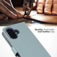 Selencia Genuine Leather Book Case Apple iPhone 16 - Air Blue