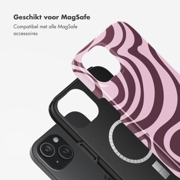 Selencia Vivid Backcover met MagSafe Apple iPhone 15 - Wavy Swirl Pink Plum