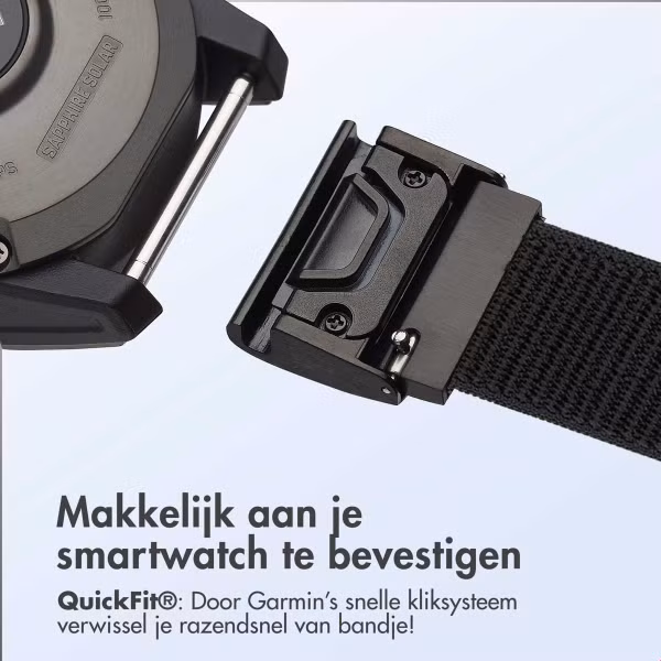 imoshion QuickFit® Nylon bandje  - Garmin 20 mm aansluiting - Maat L/XL - Zwart
