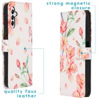 imoshion Design Softcase Bookcase Samsung Galaxy A14 (5G) - Blossom Watercolor