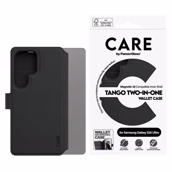 CARE by PanzerGlass Tango 2 in 1 Wallet Case MagSafe Samsung Galaxy S25 Ultra - Black