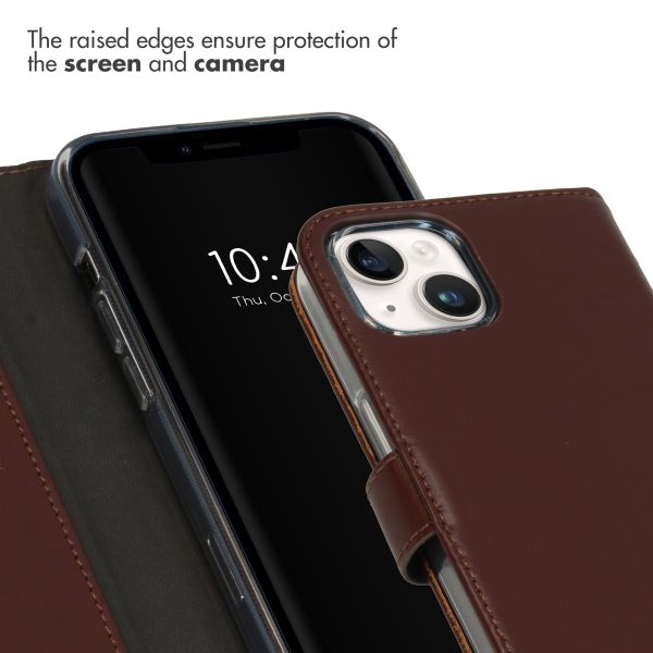 Selencia Genuine Leather Book Case Apple iPhone 15 - Brown