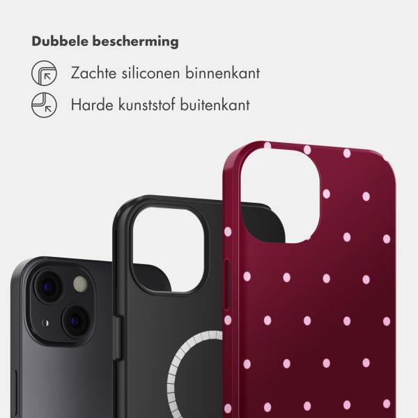 Selencia Vivid Backcover met MagSafe Apple iPhone 13 - Happy Dots Burgundy