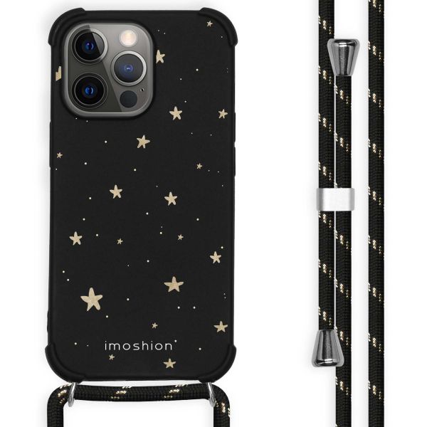 imoshion Design hoesje met koord iPhone 13 Pro - Sterren - Goud