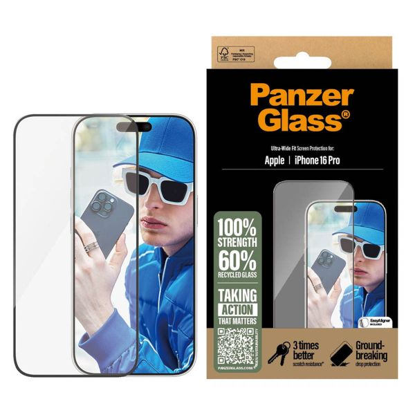 PanzerGlass Ultra-Wide Fit Anti-Bacterial Screenprotector Apple iPhone 16 Pro