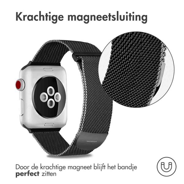 imoshion Milanees magnetisch bandje Apple Watch Series 1 t/m 10 / SE / Ultra (2) (44/45/46/49 mm) - Maat S - Zwart