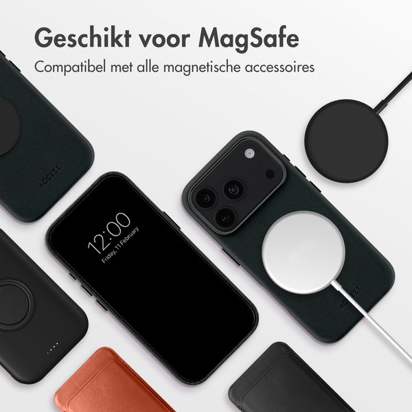 Accezz MagSafe Leather Backcover Apple iPhone 18 Pro / 17 Pro - Onyx Black