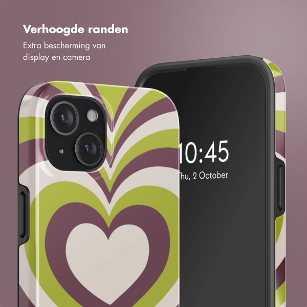 Selencia Vivid Backcover met MagSafe Apple iPhone 15 - Double Hearts Plum Fern