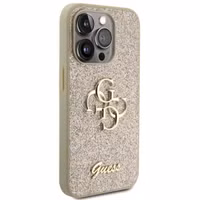 Guess 4G Metal Logo Glitter Backcover Apple iPhone 15 Pro - Goud