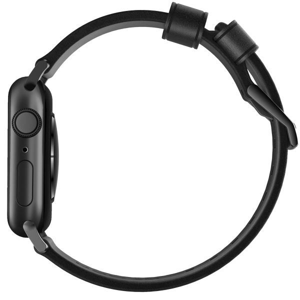 Nomad Modern Band van leder Apple Watch Series 1 t/m 10 / SE / Ultra (2) (44/45/46/49 mm) - Zwart/Zwart