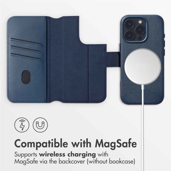 Accezz 2-in-1 Leather Bookcase with MagSafe Apple iPhone 16 Pro Max - Nightfall Blue