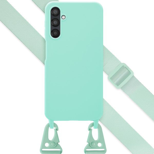 Selencia Siliconen hoesje met afneembaar koord Samsung Galaxy A25 (5G) - Turquoise