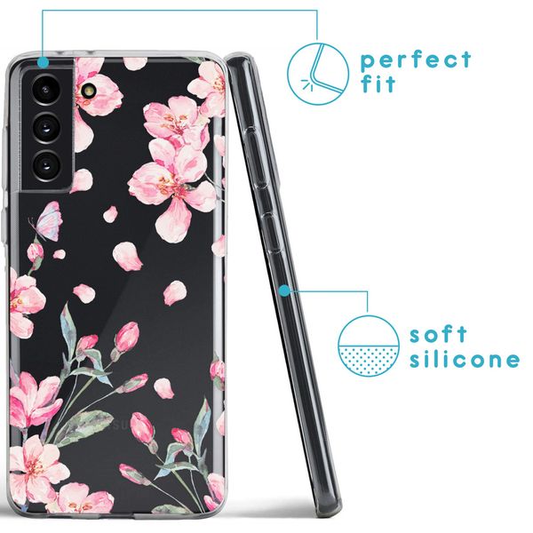 imoshion Design hoesje Samsung Galaxy S21 FE - Bloem - Roze