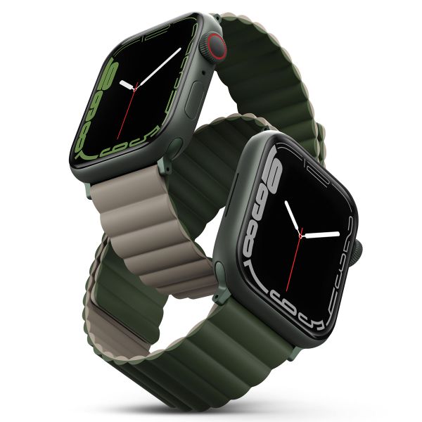 Uniq Revix dubbelzijdig bandje Apple Watch Series 1 t/m 11 / SE / Ultra (44/45/46/49 mm) - Pine (Green/Taupe)