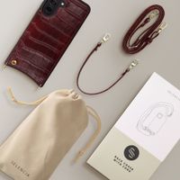 Selencia Nova Croco Phone Case with Cord and Card Holder Samsung Galaxy A37 (5G) - Burgundy